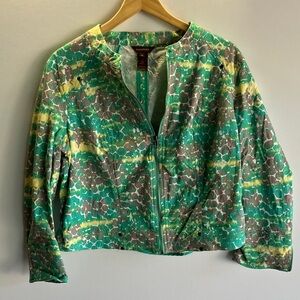 Multiples Green and Yellow Bomber Jacket